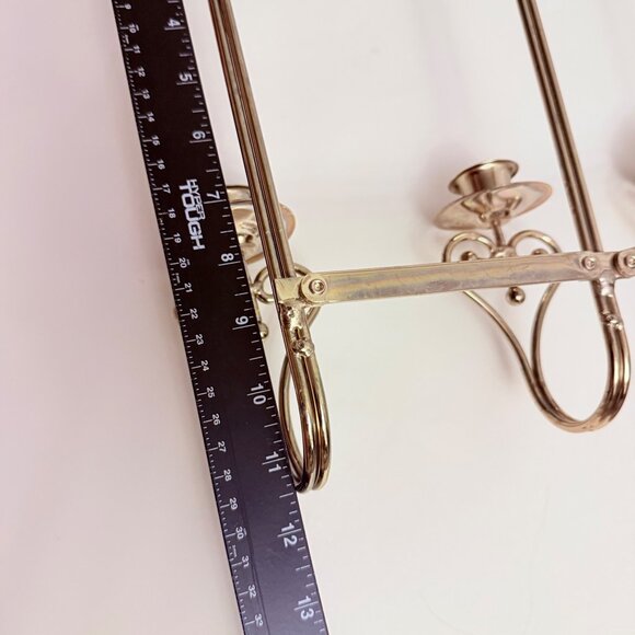 Hollywood Regency Brass Wall Sconce Triple Taper Candle Holder VTG 70s Elegant - Picture 11 of 15